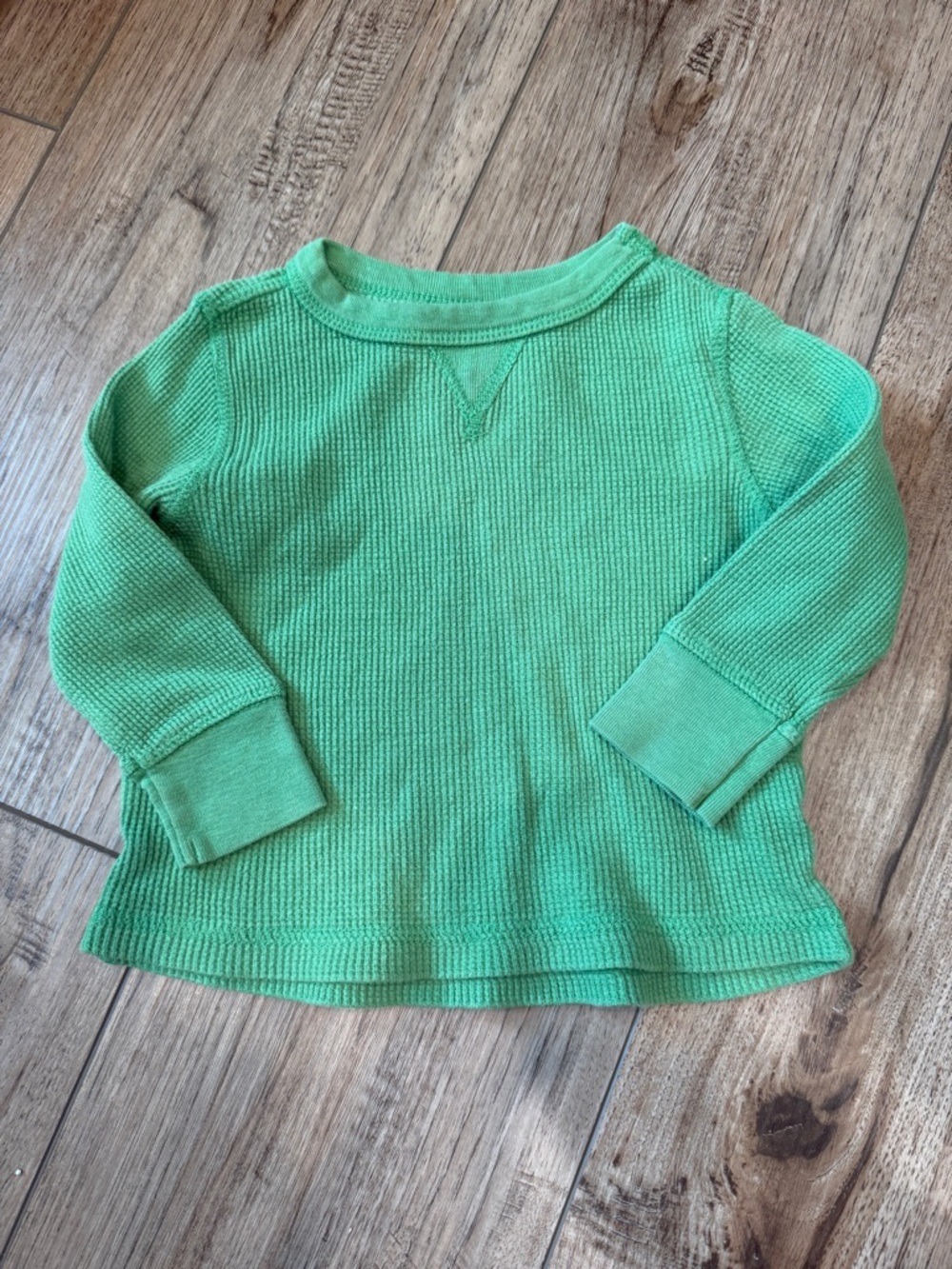 Old Navy Green Waffle-Knit Long Sleeve Toddler Top